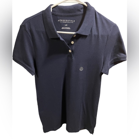 Nwt Aeropostale Juniors Pique Uniform Polo Solid Navy Blue Large Back to School - Picture 10 of 16